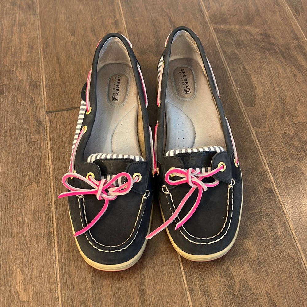 Sperry blue and pink boat shoes